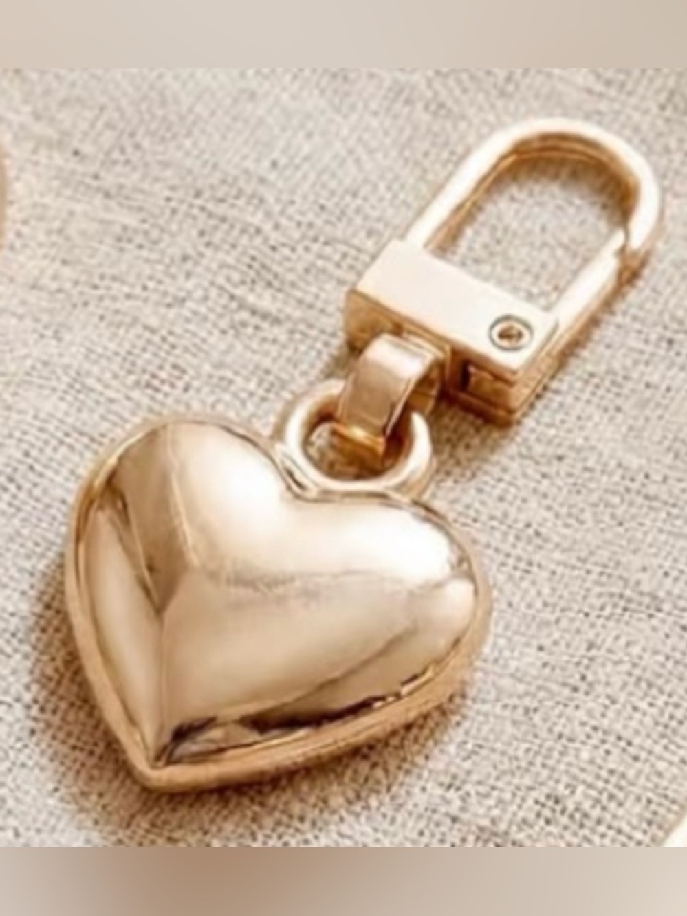 NEW Gold Heart Zipper Pull Charm/ Mini Bag Charm/ Keychain